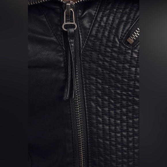 NWOT. Up On A Tuesday Black Vegan Leather Jacket - Picture 7 of 8